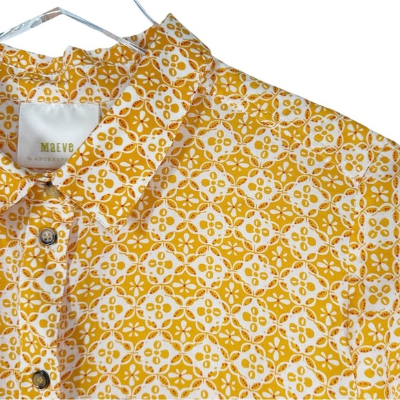 MAEVE Petrin Orange Floral Patterned Button Down Women's Shirt Size 14 - Picture 2 of 9